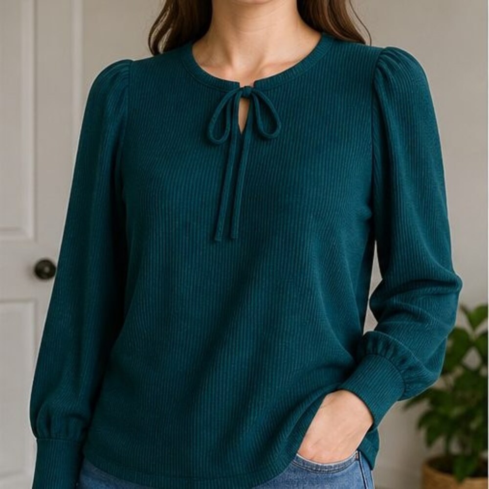 Teal Wrap Blouse - Picture 2 of 6